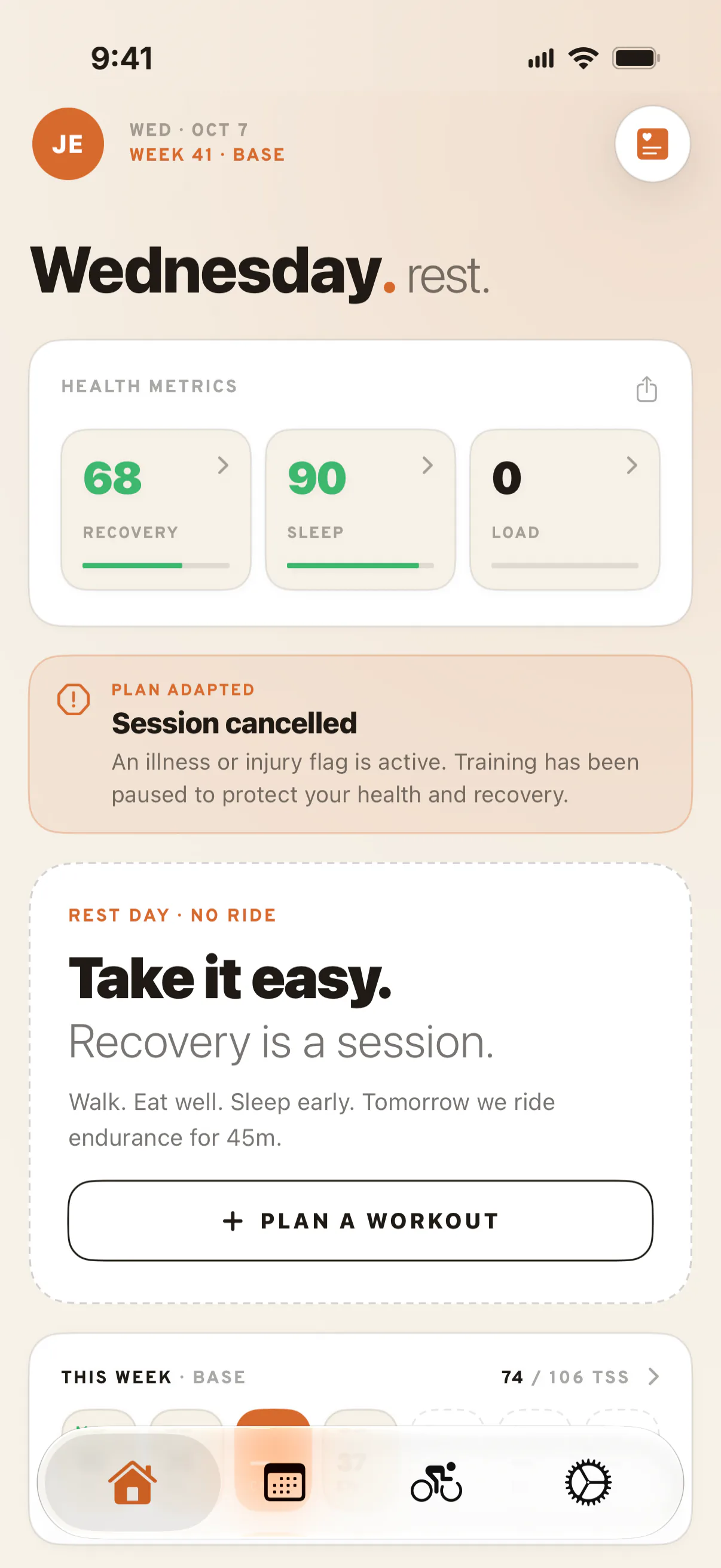 Session cancelled by an illness flag
